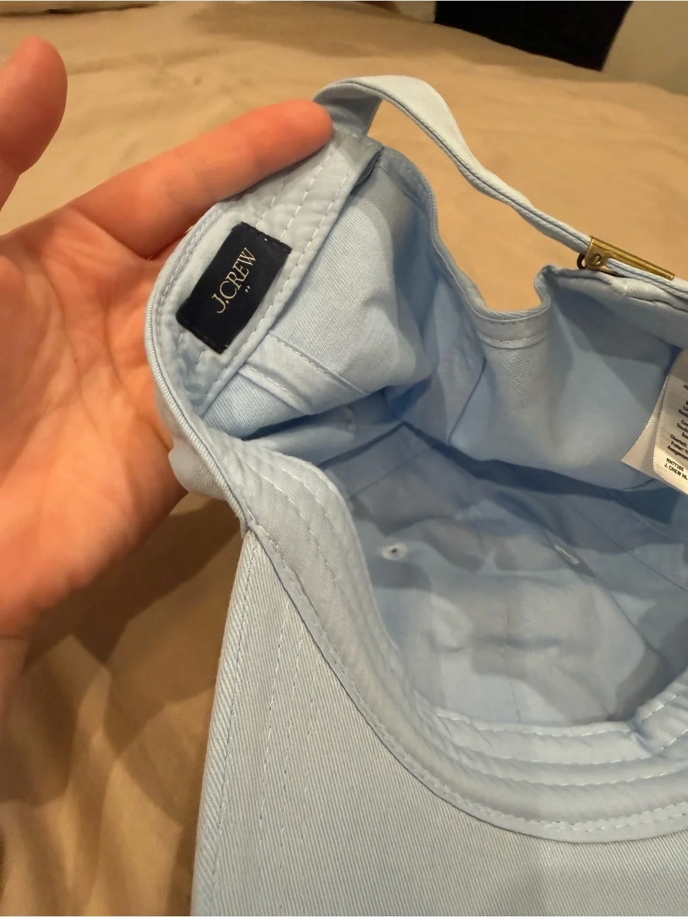 J. Crew Factory Light Blue Baseball Cap with American Flag Patch